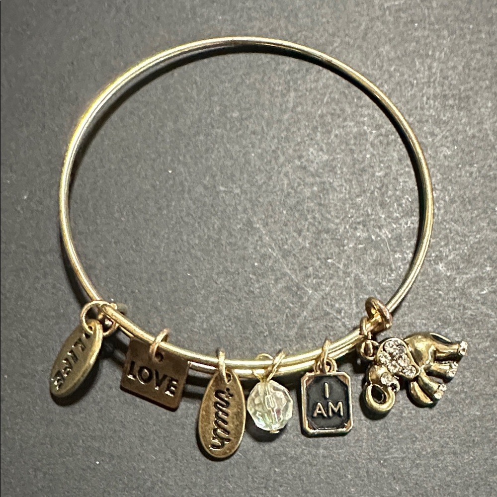 Gold Tone LIFE LOVE TRUTH Charm Bangle Bracelet
